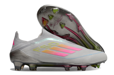 Adidas F50 Elite Laceless FG Low-Tops Football Boots - Grey/Pink/Yellow