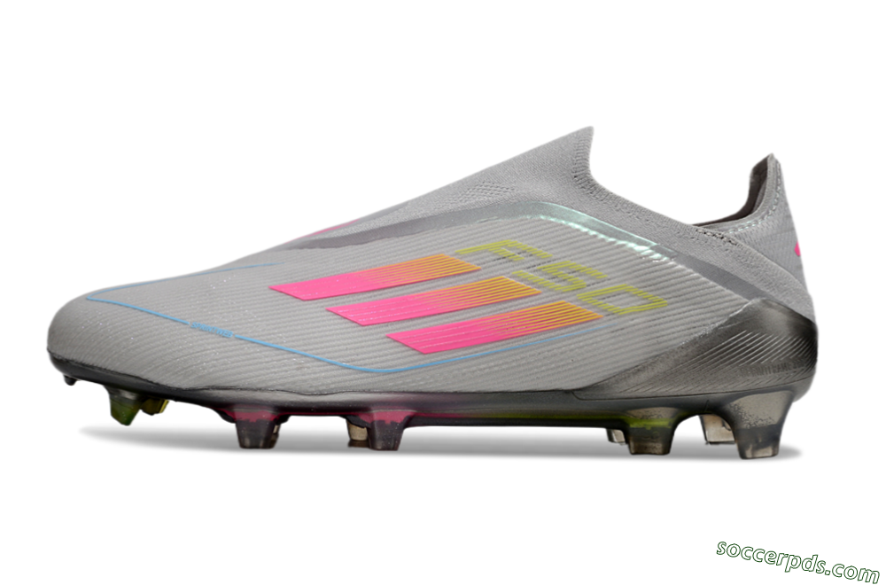 Adidas F50 Elite Laceless FG Low-Tops Football Boots - Grey/Pink/Yellow 2