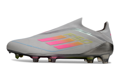 Adidas F50 Elite Laceless FG Low-Tops Football Boots - Grey/Pink/Yellow