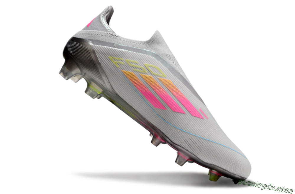 Adidas F50 Elite Laceless FG Low-Tops Football Boots - Grey/Pink/Yellow 4