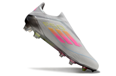 Adidas F50 Elite Laceless FG Low-Tops Football Boots - Grey/Pink/Yellow