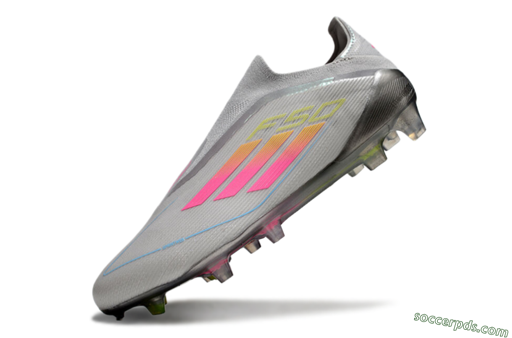 Adidas F50 Elite Laceless FG Low-Tops Football Boots - Grey/Pink/Yellow 5