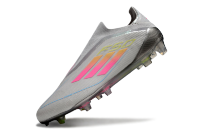 Adidas F50 Elite Laceless FG Low-Tops Football Boots - Grey/Pink/Yellow