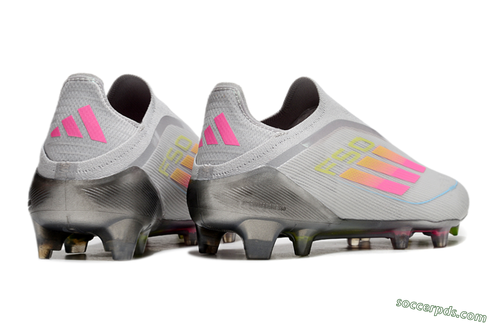 Adidas F50 Elite Laceless FG Low-Tops Football Boots - Grey/Pink/Yellow 6