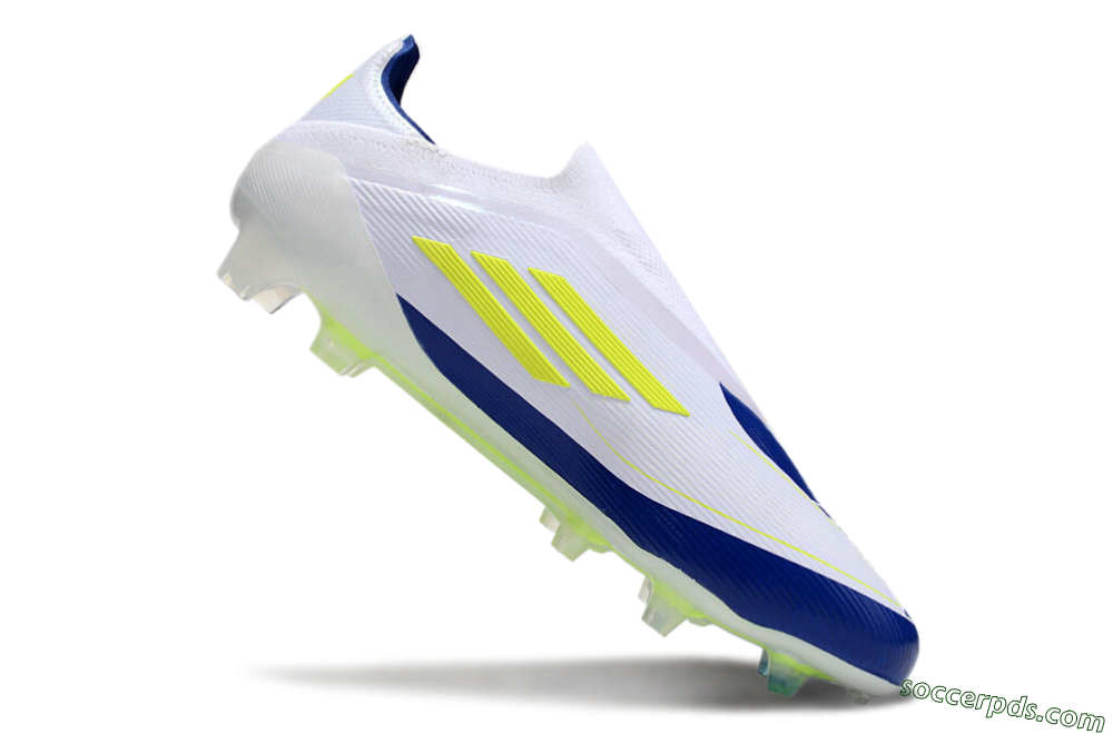 Messi x Adidas F50 Elite Laceless FG Low-Tops Football Boots - White/Blue/Yellow 4