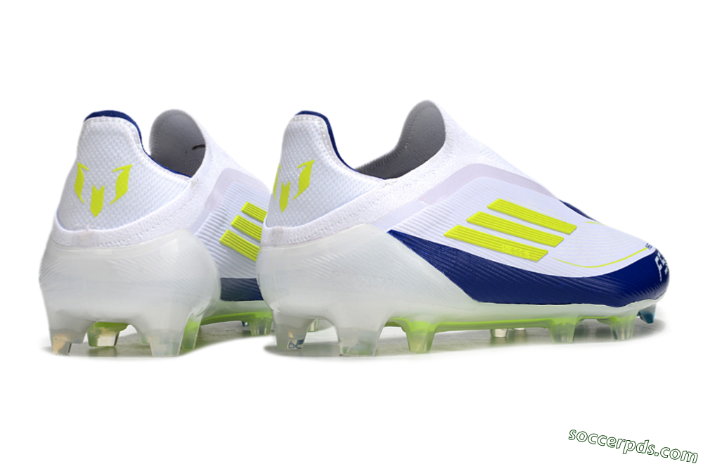 Messi x Adidas F50 Elite Laceless FG Low-Tops Football Boots - White/Blue/Yellow 6