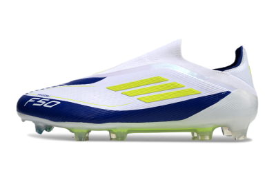 Messi x Adidas F50 Elite Laceless FG Low-Tops Football Boots - White/Blue/Yellow