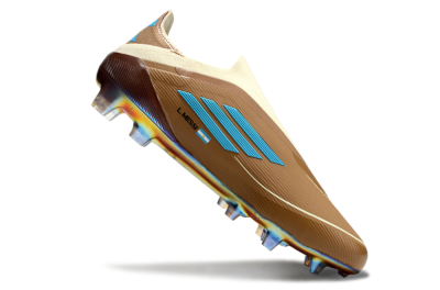Messi x Adidas F50 Elite Laceless Benito FG Low-Tops Football Boots - Brown/White/Blue