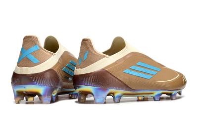 Messi x Adidas F50 Elite Laceless Benito FG Low-Tops Football Boots - Brown/White/Blue