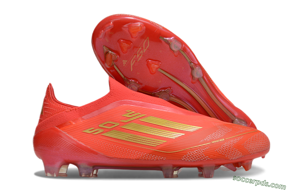 Adidas F50 Elite Laceless FG Low-Tops Football Boots - Red/Gold 1