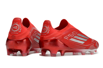 Adidas F50 Elite Laceless FG Low-Tops Football Boots - Red/Silver