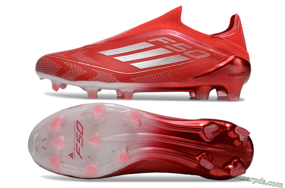 Adidas F50 Elite Laceless FG Low-Tops Football Boots - Red/Silver 0