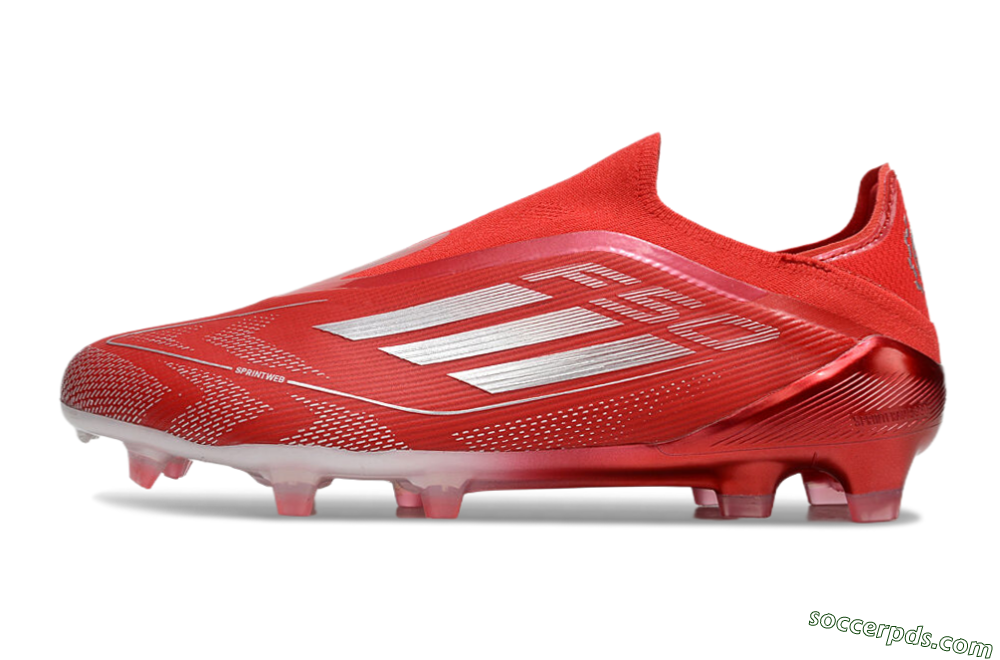 Adidas F50 Elite Laceless FG Low-Tops Football Boots - Red/Silver 2