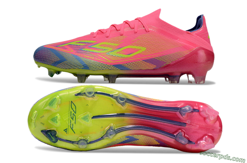 Adidas F50 Elite FG Low-Tops Football Boots - Pink/Blue/Yellow 0