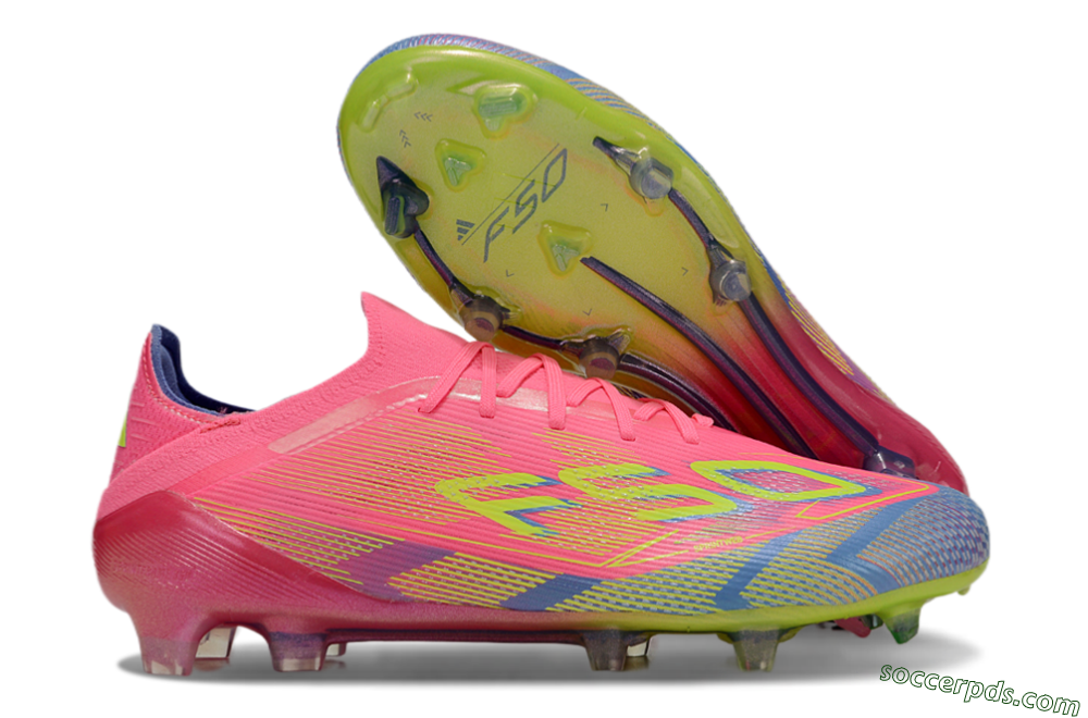 Adidas F50 Elite FG Low-Tops Football Boots - Pink/Blue/Yellow 1