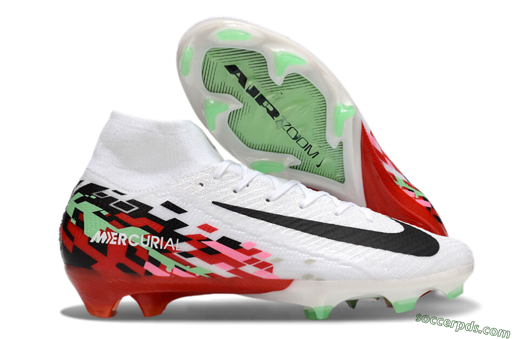 Nike Air Zoom Mercurial Superfly 10 Elite FG High-Tops Football Boots - White/Black/Red 1