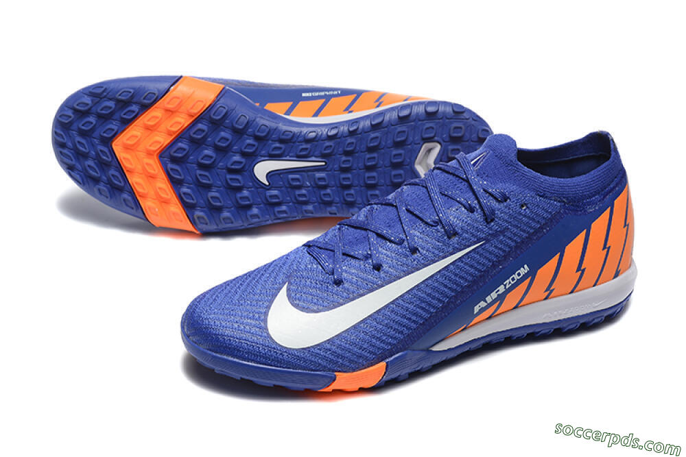 Nike Air Zoom Mercurial Vapor 16 Elite TF Low-Tops Football Shoes - Blue/White/Orange 3