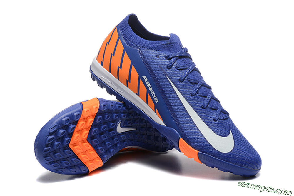 Nike Air Zoom Mercurial Vapor 16 Elite TF Low-Tops Football Shoes - Blue/White/Orange 4