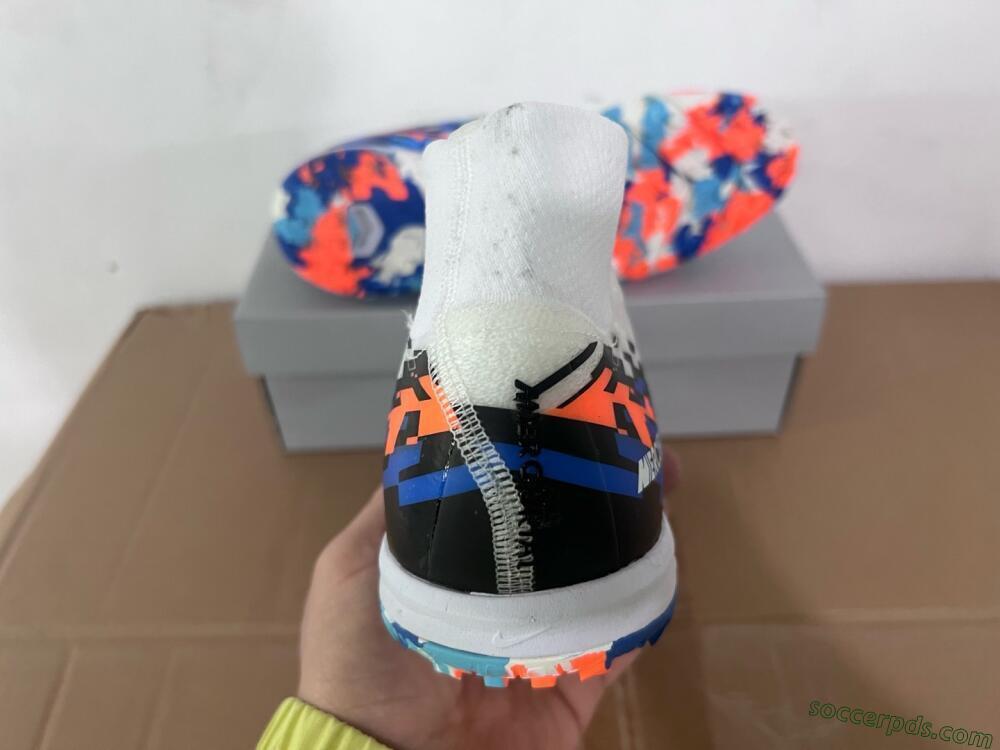 Nike Air Zoom Mercurial Superfly 10 Elite TF High-Tops Football Shoes - White/Blue/Orange