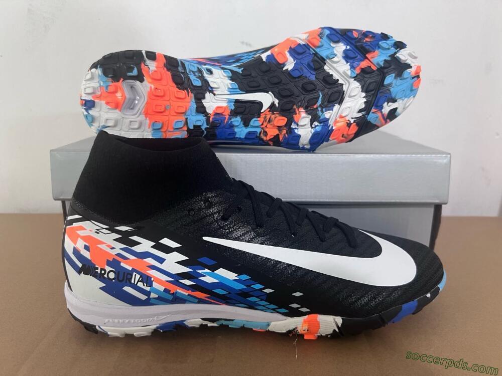 Nike Air Zoom Mercurial Superfly 10 Elite TF High-Tops Football Shoes - Black/Blue/Orange