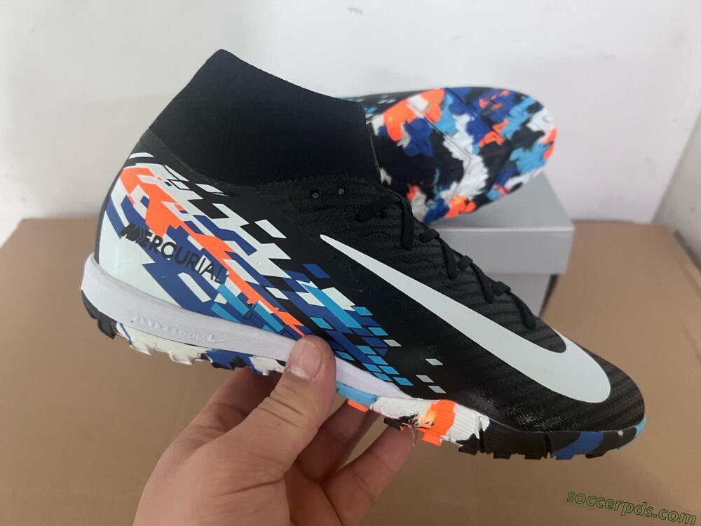 Nike Air Zoom Mercurial Superfly 10 Elite TF High-Tops Football Shoes - Black/Blue/Orange