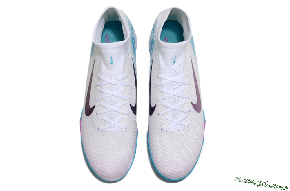Nike Air Zoom Mercurial Superfly 10 Elite TF High-Tops Football Shoes - White/Purple/Blue 4