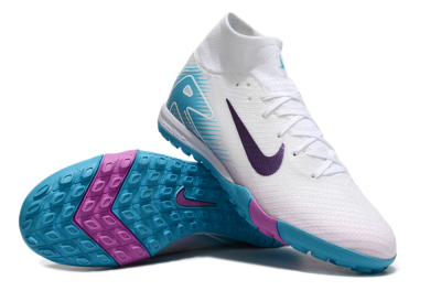 Nike Air Zoom Mercurial Superfly 10 Elite TF High-Tops Football Shoes - White/Purple/Blue