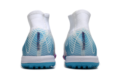 Nike Air Zoom Mercurial Superfly 10 Elite TF High-Tops Football Shoes - White/Purple/Blue