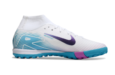 Nike Air Zoom Mercurial Superfly 10 Elite TF High-Tops Football Shoes - White/Purple/Blue