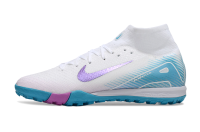 Nike Air Zoom Mercurial Superfly 10 Elite TF High-Tops Football Shoes - White/Purple/Blue