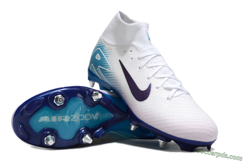 Nike Air Zoom Mercurial Superfly 10 Elite SG High-Tops Football Boots - White/Purple/Blue 3