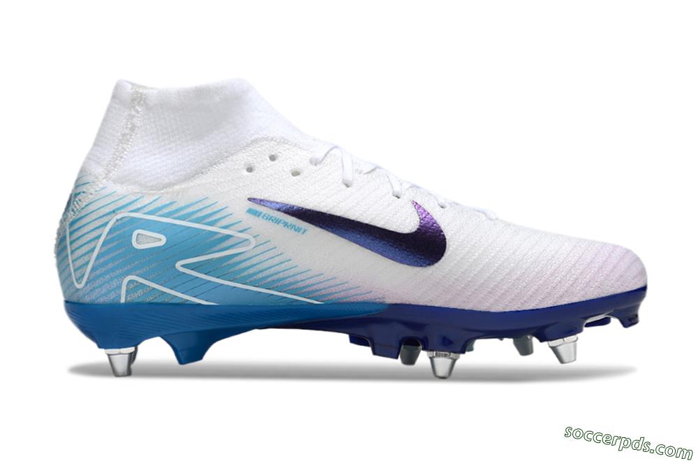 Nike Air Zoom Mercurial Superfly 10 Elite SG High-Tops Football Boots - White/Purple/Blue 7