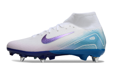 Nike Air Zoom Mercurial Superfly 10 Elite SG High-Tops Football Boots - White/Purple/Blue
