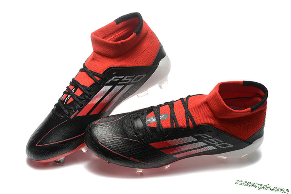 Adidas F50 Elite Mid FG High-Tops Football Boots - Black/Red/White 3
