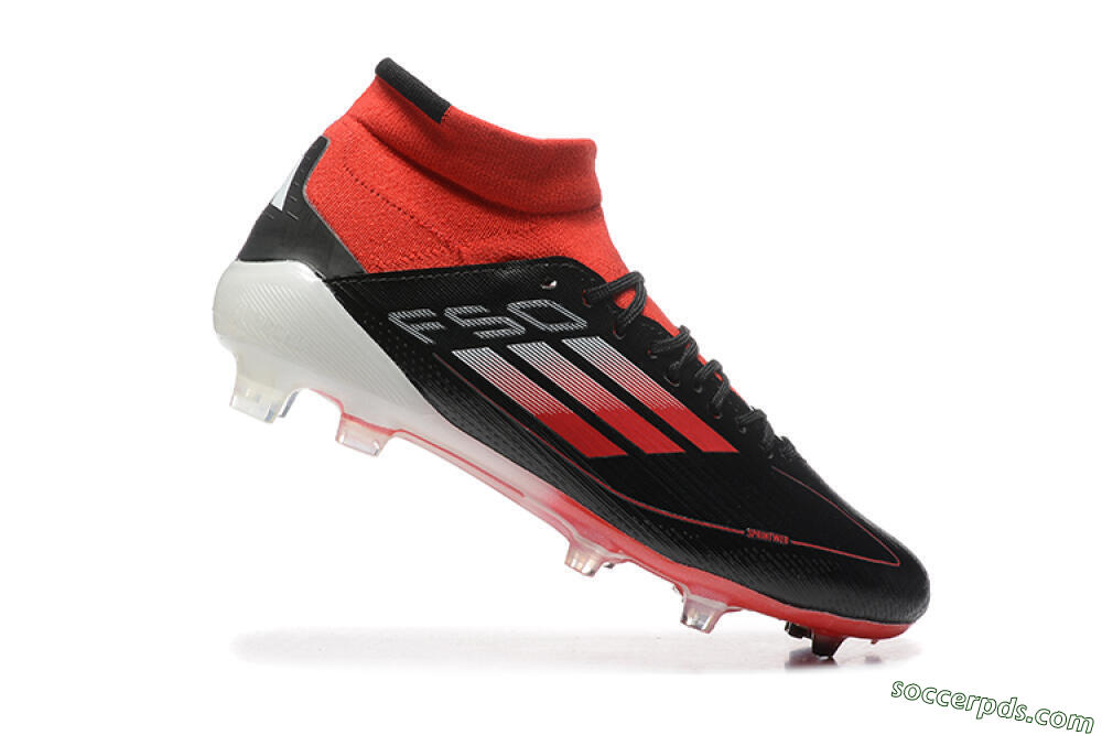 Adidas F50 Elite Mid FG High-Tops Football Boots - Black/Red/White 4