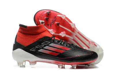 Adidas F50 Elite Mid FG High-Tops Football Boots - Black/Red/White