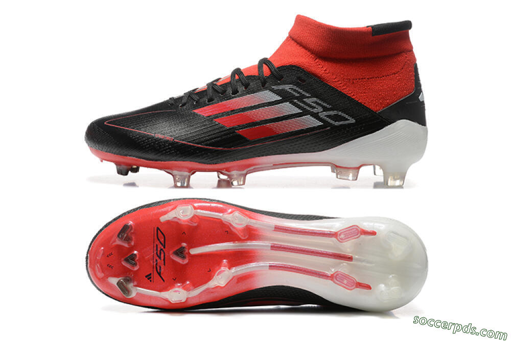 Adidas F50 Elite Mid FG High-Tops Football Boots - Black/Red/White 0