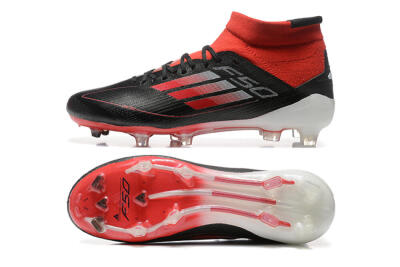 Adidas F50 Elite Mid FG High-Tops Football Boots - Black/Red/White