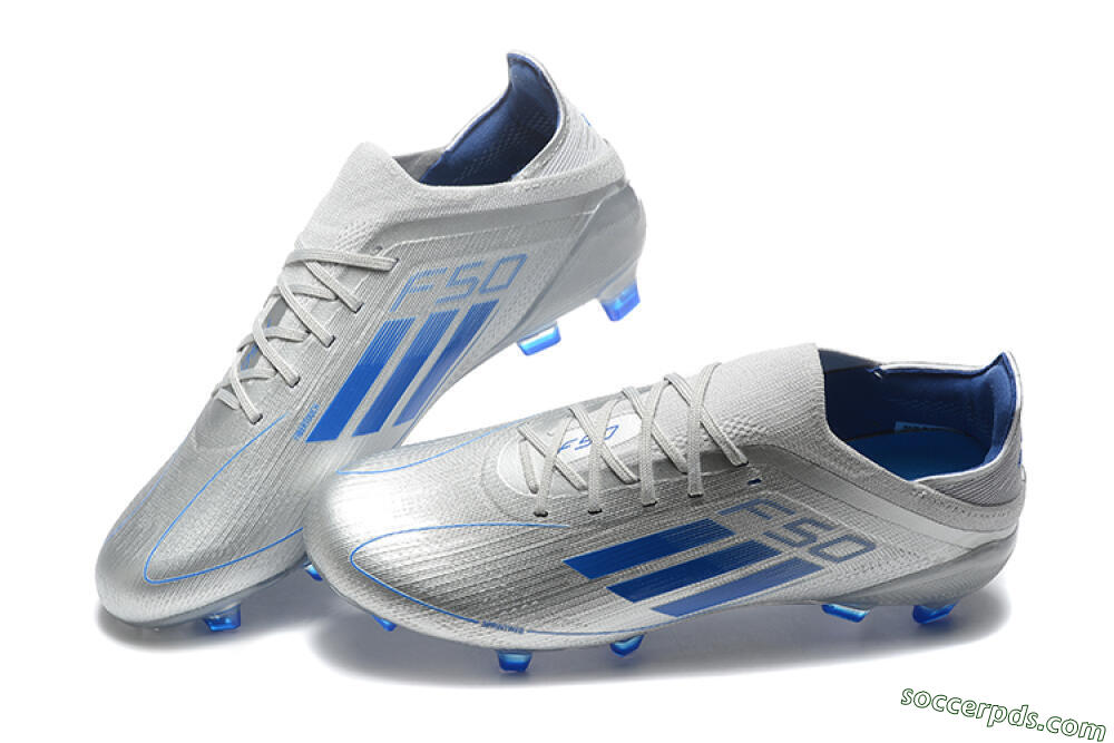 Adidas F50 Elite FG Low-Tops Football Boots - Silver/Blue 3