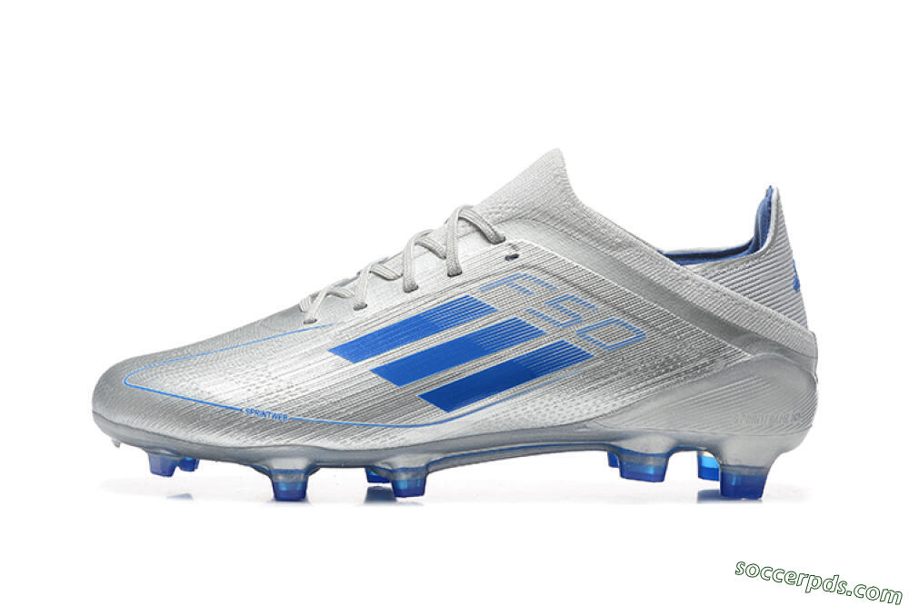 Adidas F50 Elite FG Low-Tops Football Boots - Silver/Blue 2