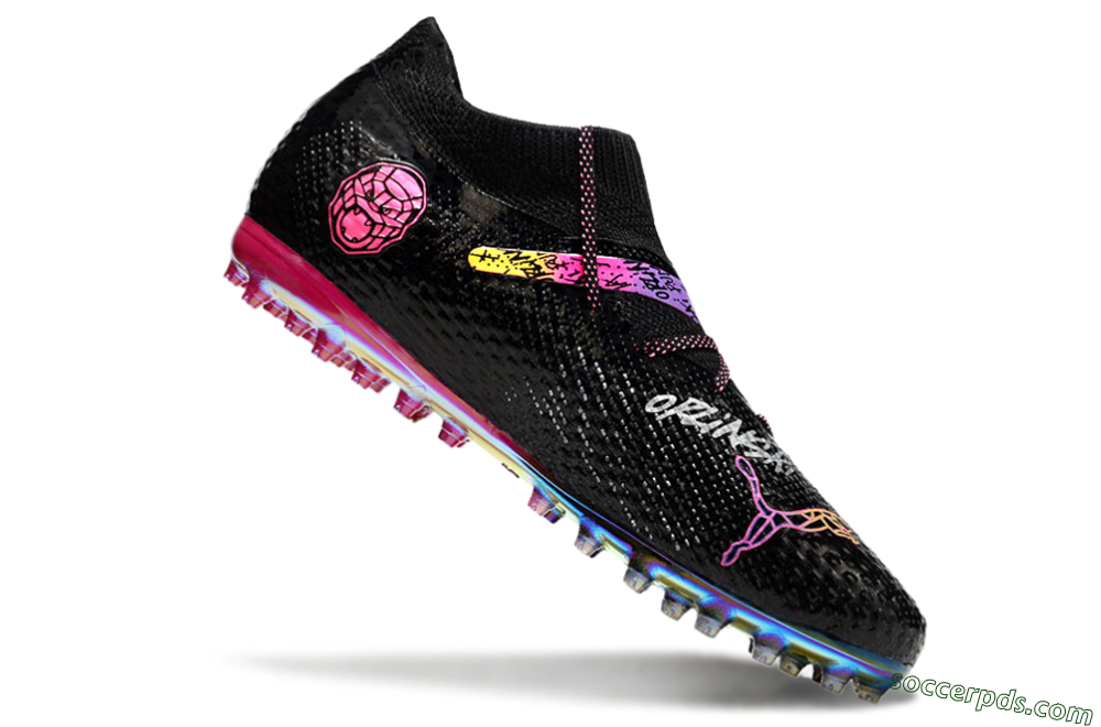 Puma Future Ultimate MG Low-Tops Football Boots - Black/Pink/Yellow 4