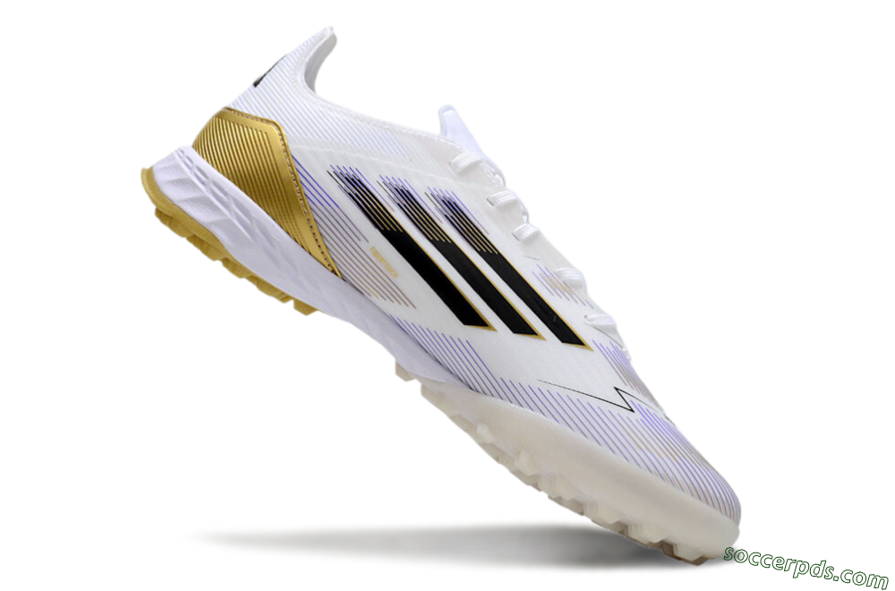Adidas F50 Pro TF Low-Tops Football Shoes - White/Black/Yellow 3