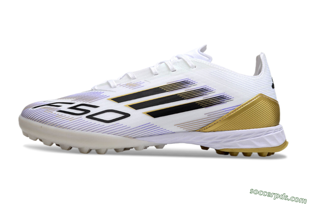 Adidas F50 Pro TF Low-Tops Football Shoes - White/Black/Yellow 2
