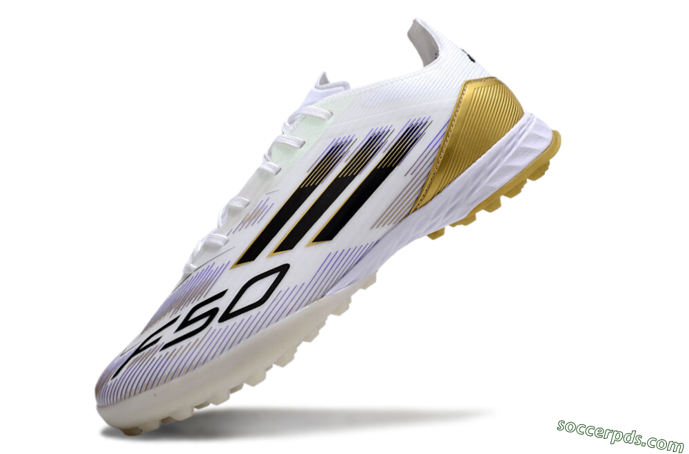 Adidas F50 Pro TF Low-Tops Football Shoes - White/Black/Yellow 4