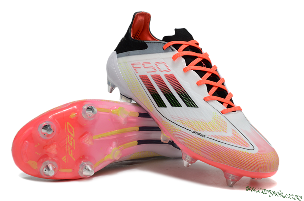 Adidas F50 Elite SG Low-Tops Football Boots - White/Red/Yellow/Black 3
