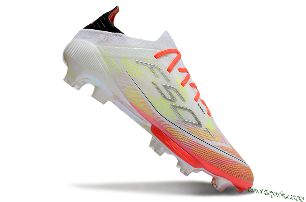 Adidas F50 Lightstrike Elite Laceless FG Low-Tops Football Boots - White/Red/Yellow 4