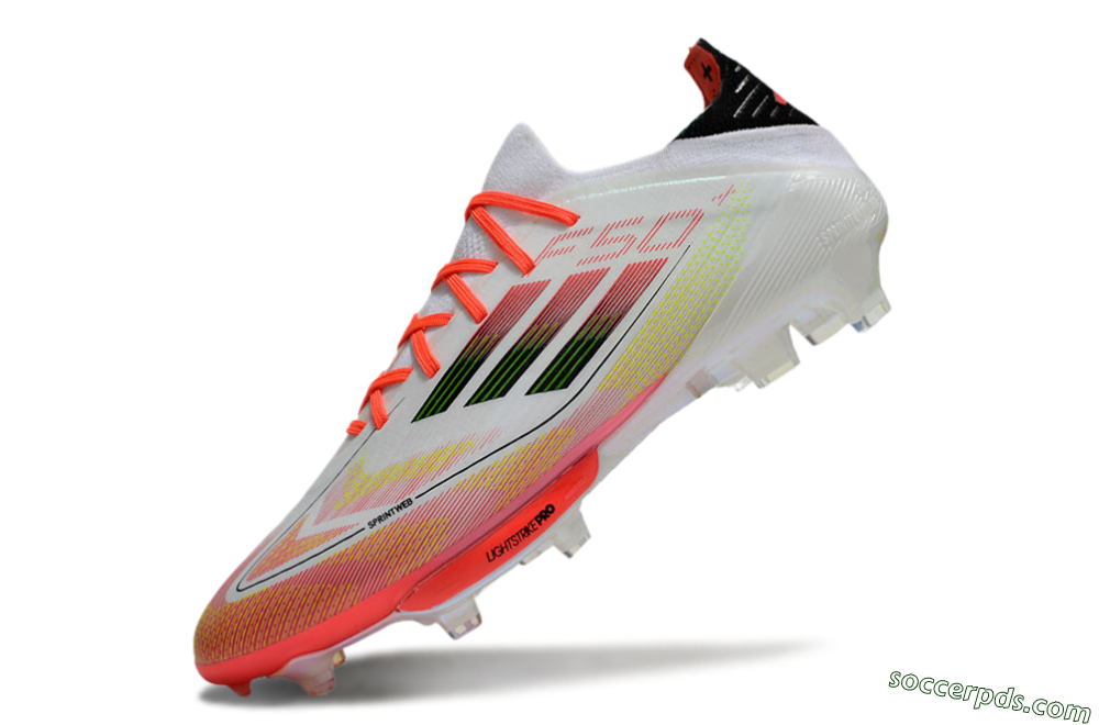 Adidas F50 Lightstrike Elite Laceless FG Low-Tops Football Boots - White/Red/Yellow 5