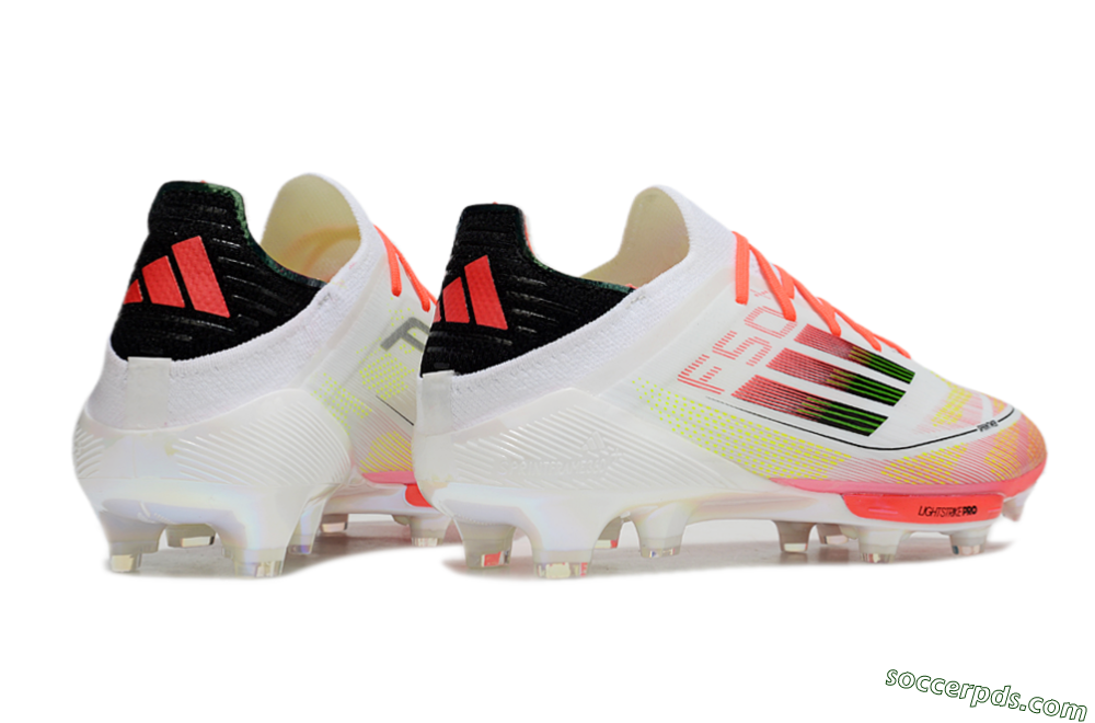 Adidas F50 Lightstrike Elite Laceless FG Low-Tops Football Boots - White/Red/Yellow 6