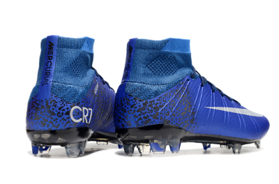 Nike Mercurial Superfly 4 CR7 FG High-Tops Football Boots - Blue/White/Black