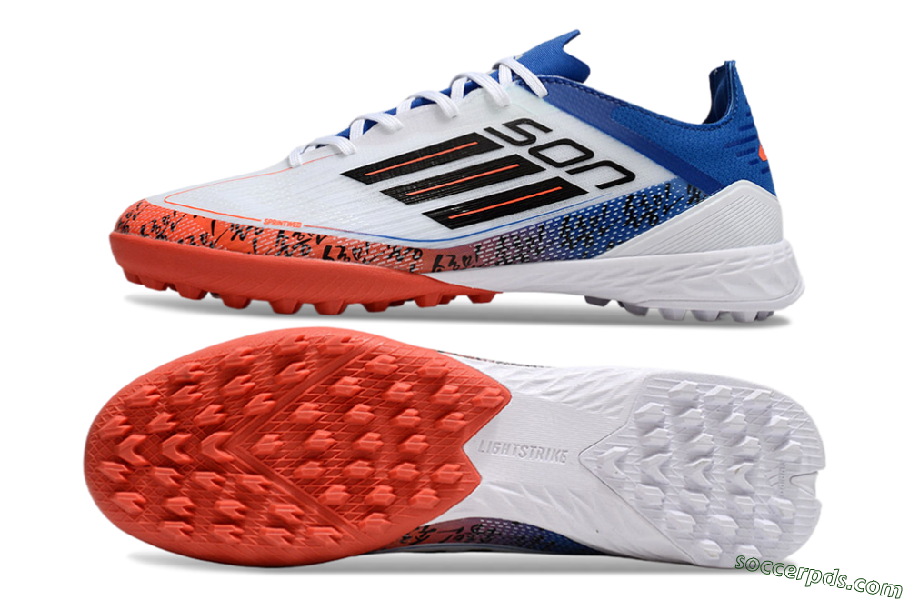 Adidas F50 Elite TF Low-Tops Football Shoes - White/Black/Blue/Red 0